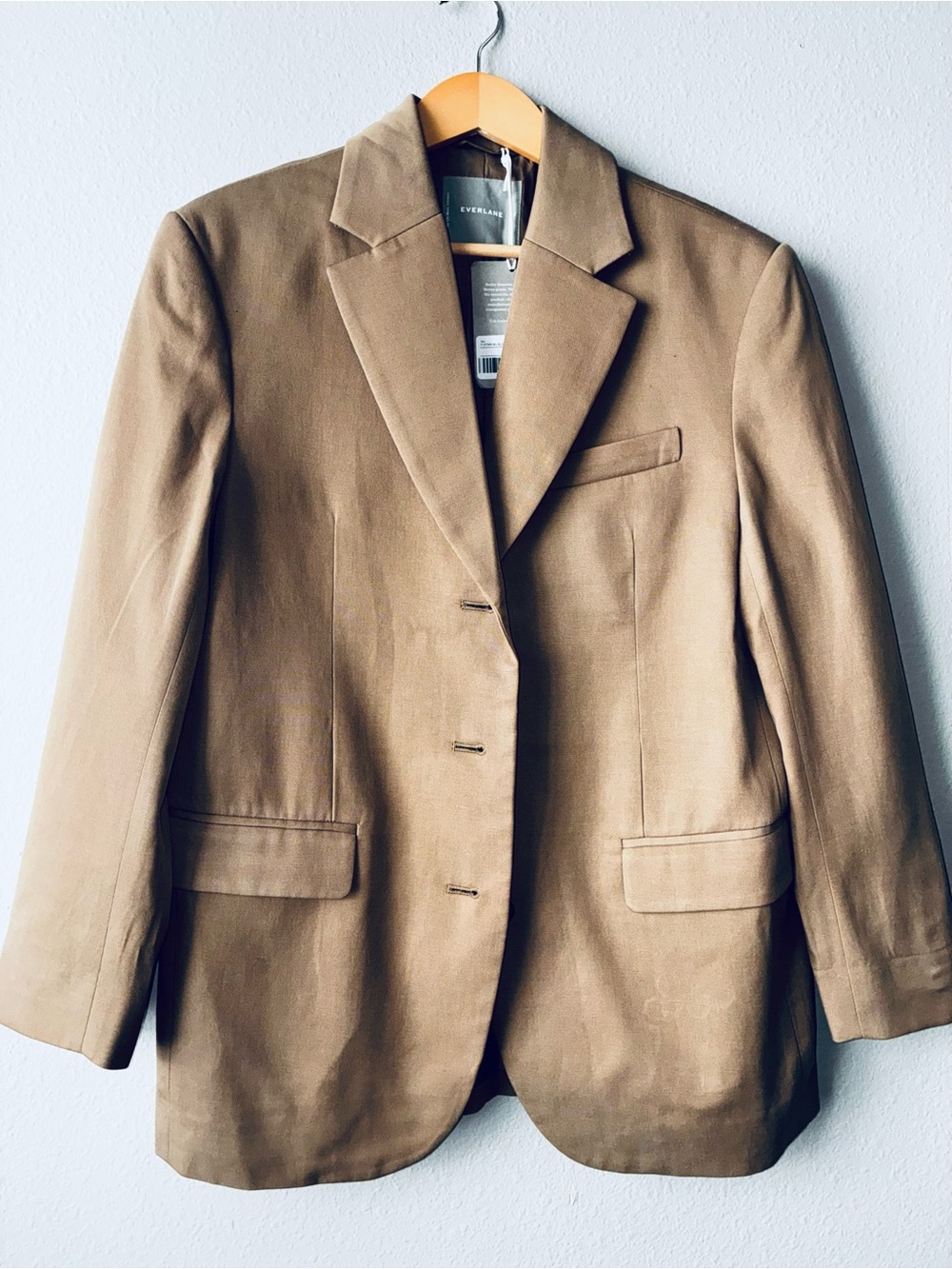 Everlane Womens Camel Tan 3 button Blazer - Single-Breasted Size 2